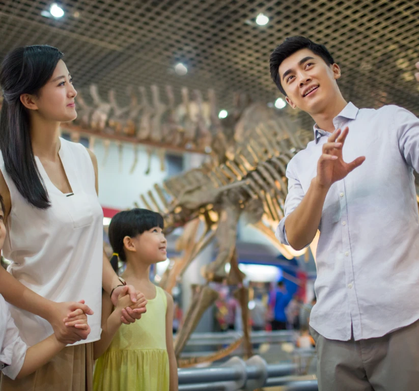 Family in museum