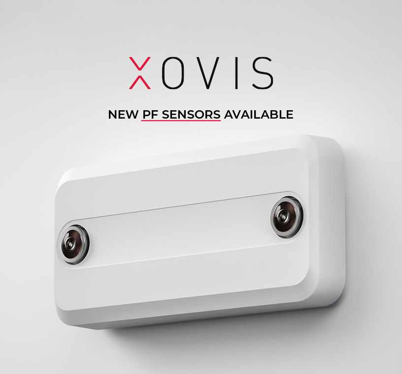 Close-up of the new Xovis PF people-counting sensor